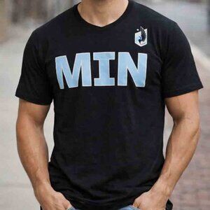 MLS MIN Minnesota Soccer Fan T-Shirt Black with Loon Crest Black Men's Size 2XL